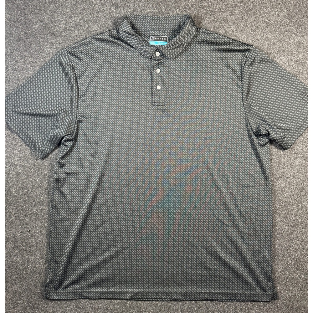 PGA Tour Mens XXL‎ Polo Shirt Gray Geometric Print Short Sleeve Golf Performance